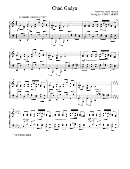 Chad Gadya (a Passover Seder melody) (arr. John Carter)