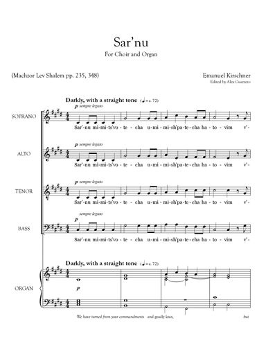 Sar’nu (Kirschner) (arr. Alex Guerrero)