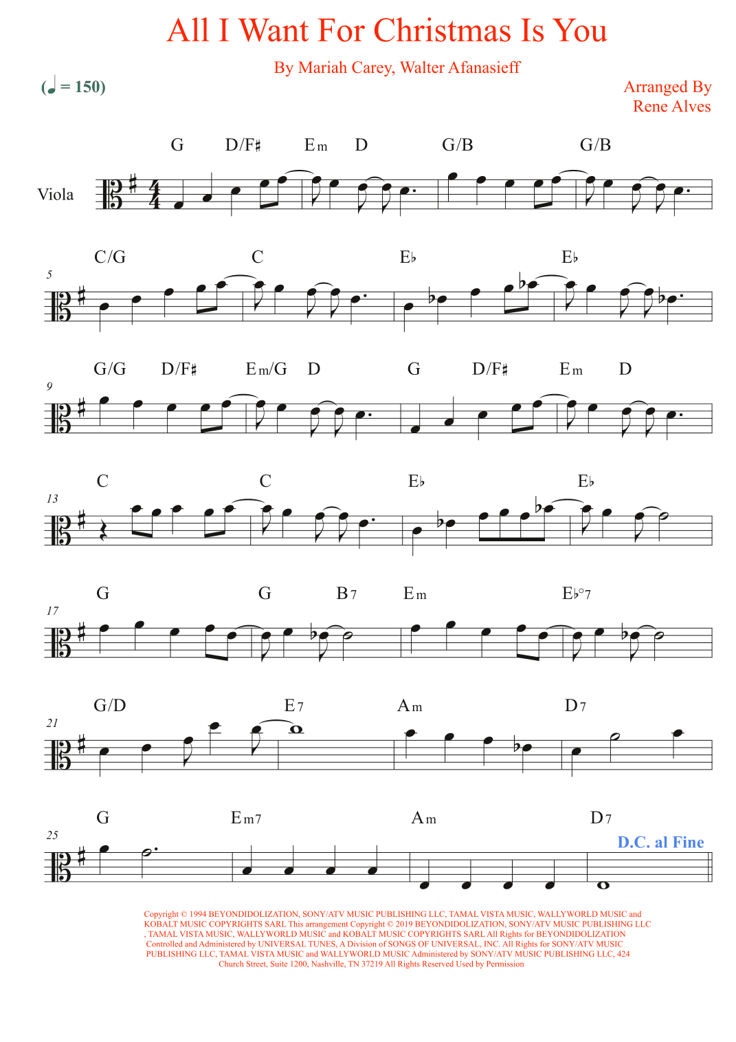 All I Want For Christmas Is You (arr. Rene Alves)
