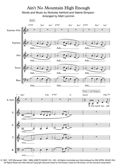 Ain't No Mountain High Enough (arr. Matt Lammin)