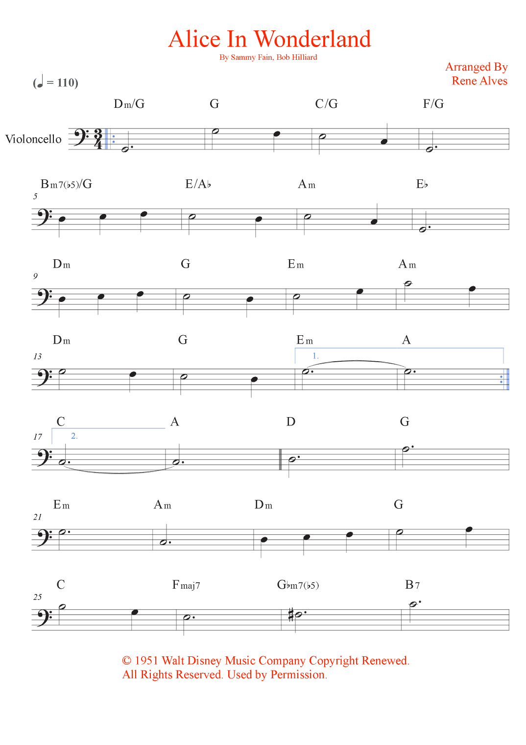 Alice In Wonderland (arr. Rene Alves)