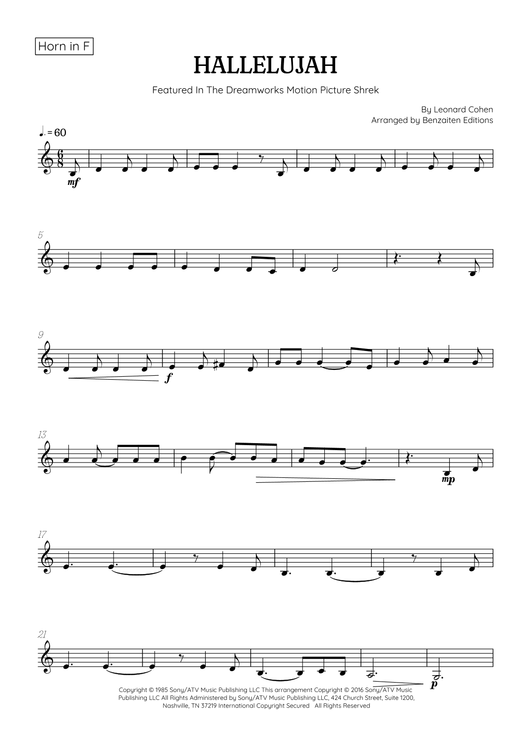 Hallelujah (arr. Benzaiten Editions)