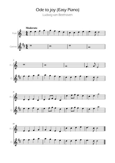 Ode To Joy - Easy Flute and Clarinet Duet (arr. Ygor Nunes)