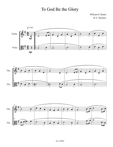 To God Be the Glory (Violin and Viola Duet) (arr. B. C. Dockery)