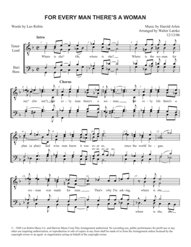For Every Man There's A Woman (arr. Walter Latzko)