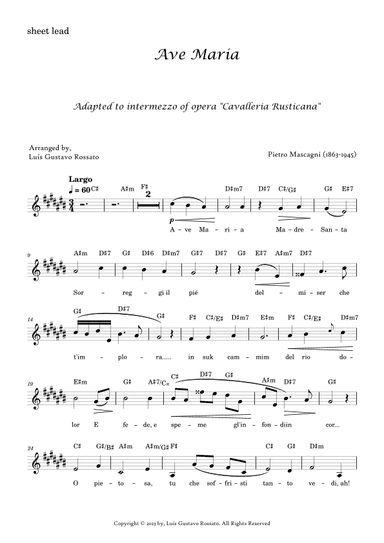 Mascagni - Ave Maria (C# Major) (arr. Luís Gustavo Rossato)