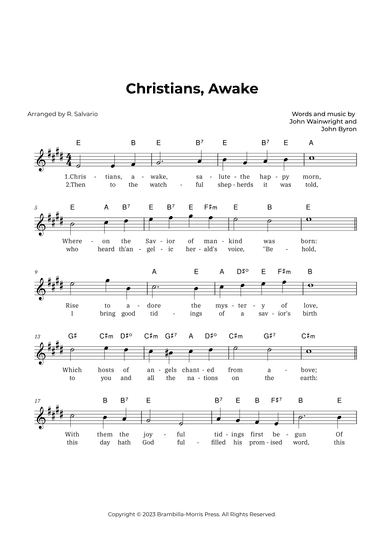 Christians, Awake (Key of E Major) (arr. R. Salvario)
