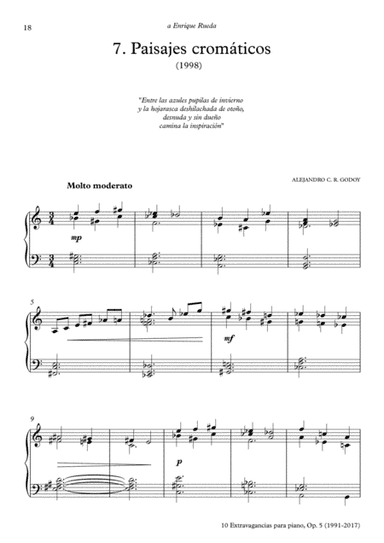 10 Extravagancias para piano, Op. 5 (2017) 7. Paisajes cromáticos