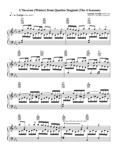 Le quattro stagioni, Violin Concerto in F Minor, RV 297 "Winter": II. Largo (arr. Teo Barry Vincent)