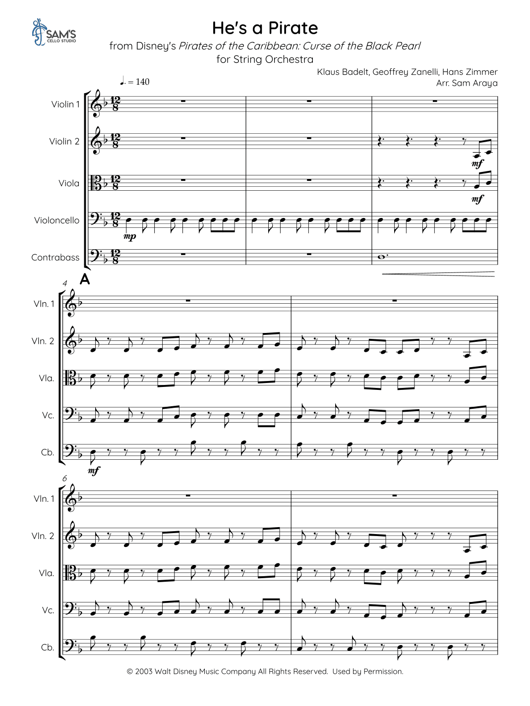 He's A Pirate (arr. Sam Araya)