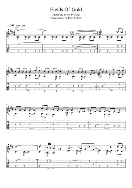Fields Of Gold (arr. Peter Miklitz)