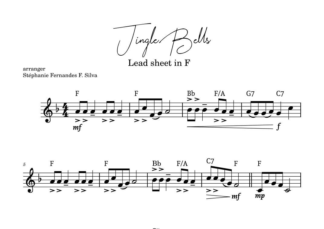 Jingle Bells - lead sheet in F (arr. Stéphanie Fernades F. Silva)