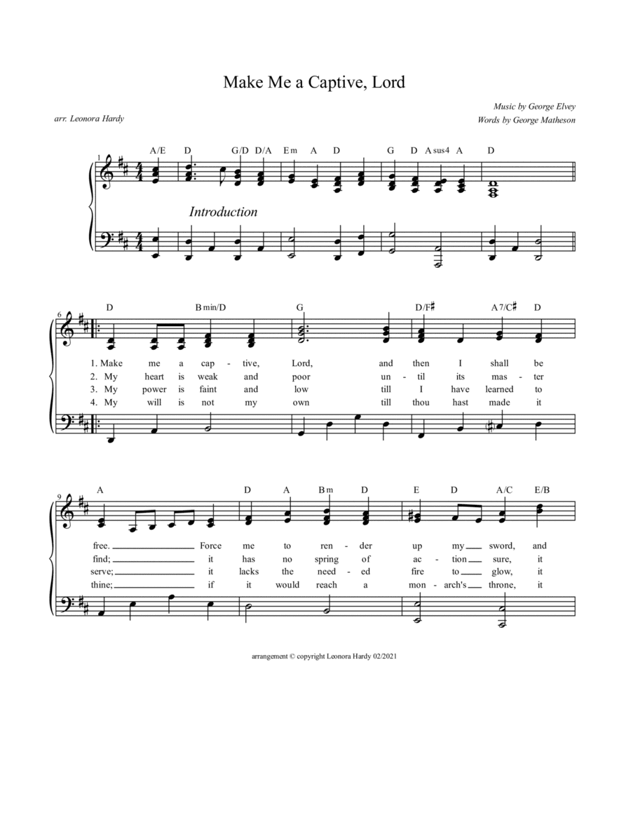 Make Me a Captive, Lord (arr. Leonora Hardy)