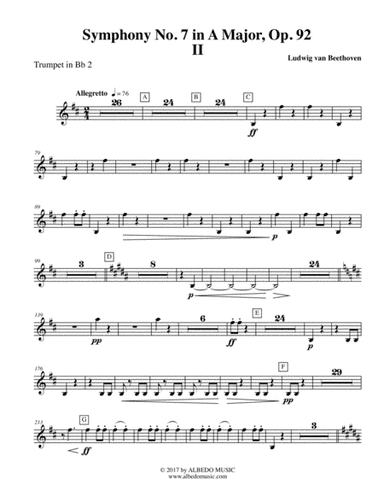 Beethoven Symphony No. 7, Movement II - Trumpet in Bb 2 (Transposed Part), Op. 92 (arr. Doug Clyde)