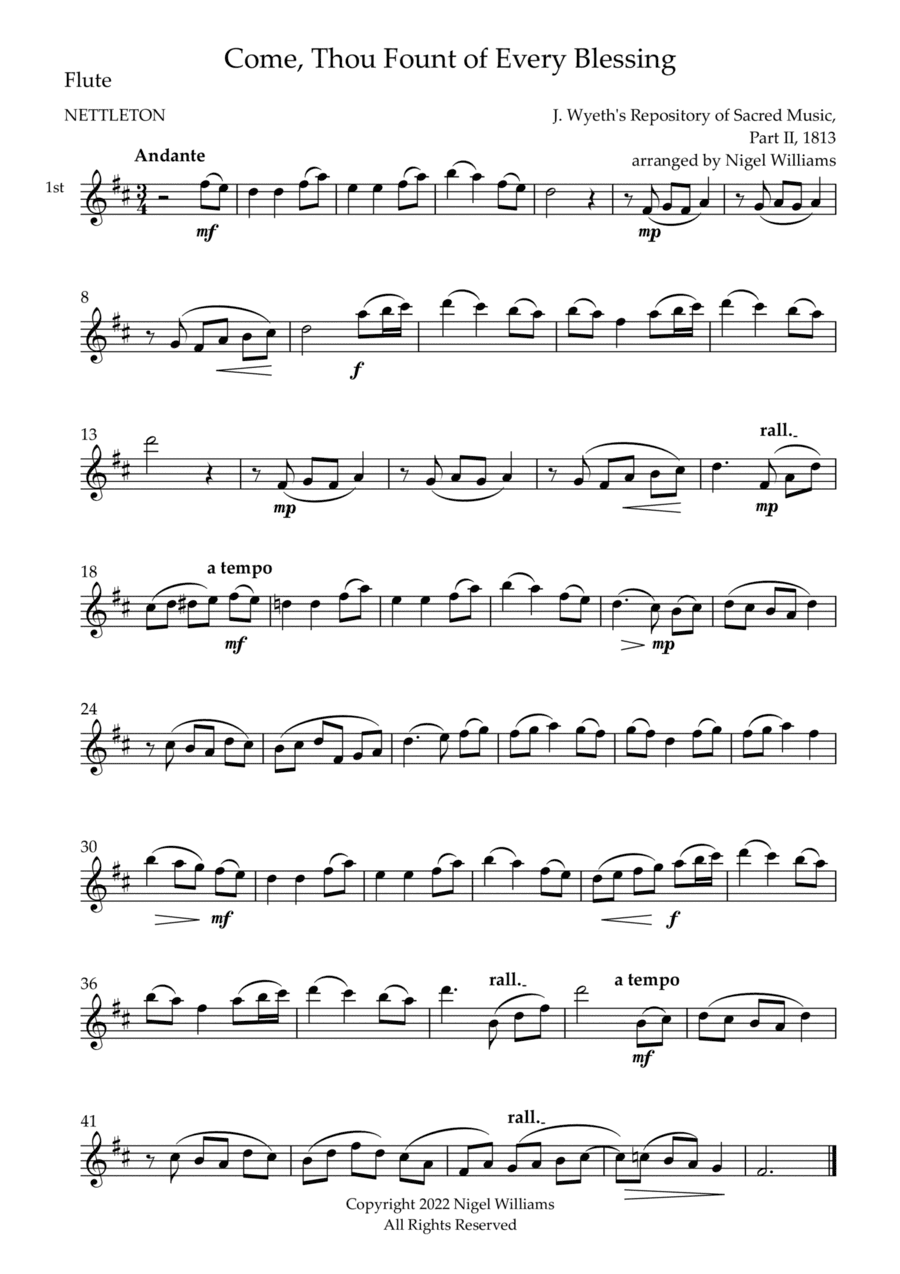 Come, Thou Fount of Every Blessing, for Flute Duet (arr. Nigel Williams)