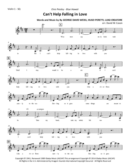 Can't Help Falling In Love (arr. David W. Cason)