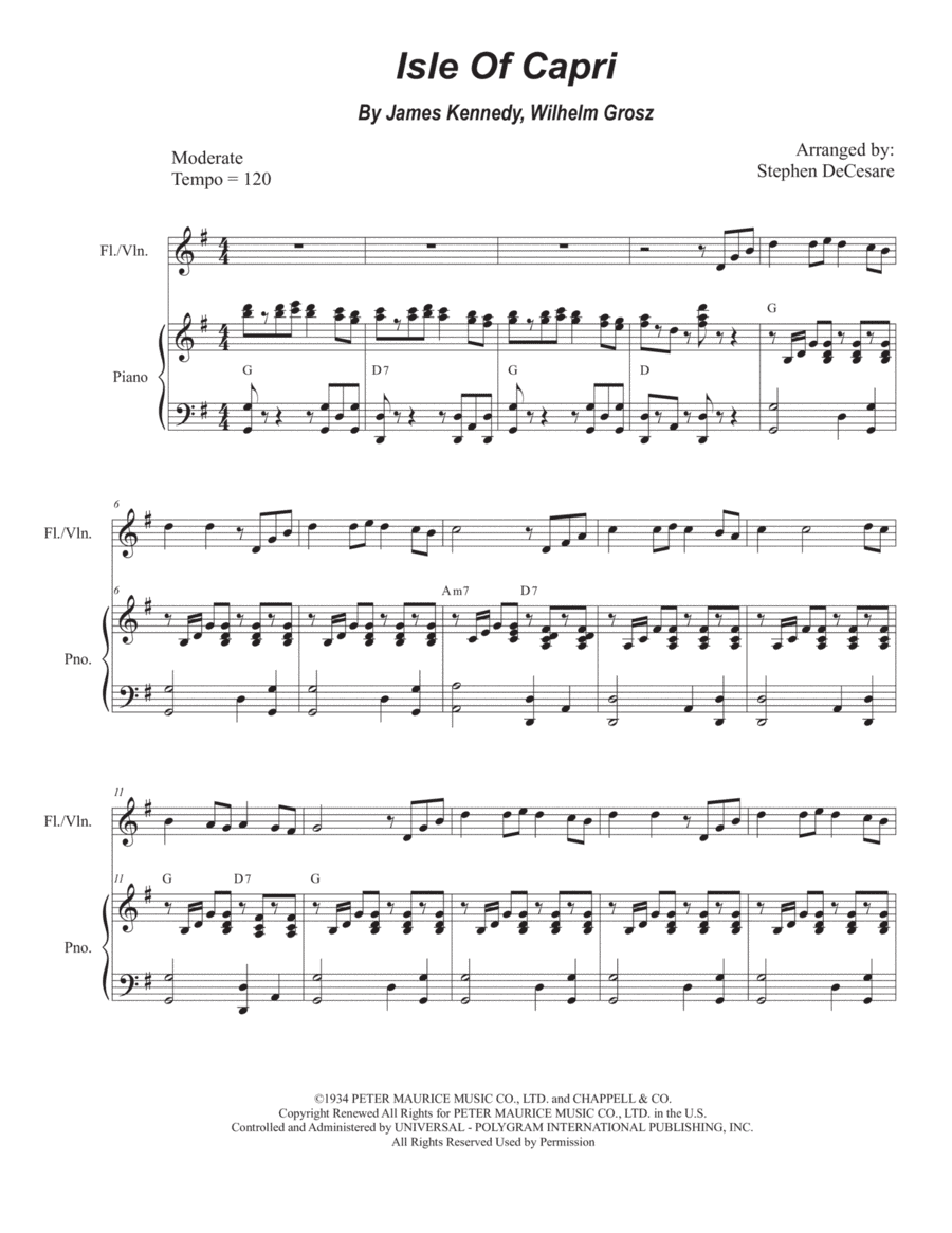 Isle Of Capri (arr. Stephen DeCesare)