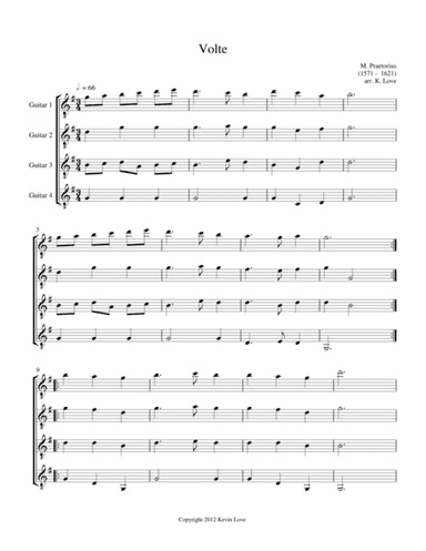 Volte (Guitar Quartet) - Score and Parts (arr. Kevin Love)