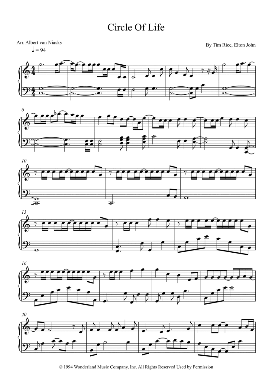 Circle Of Life (arr. Albert van Niasky)