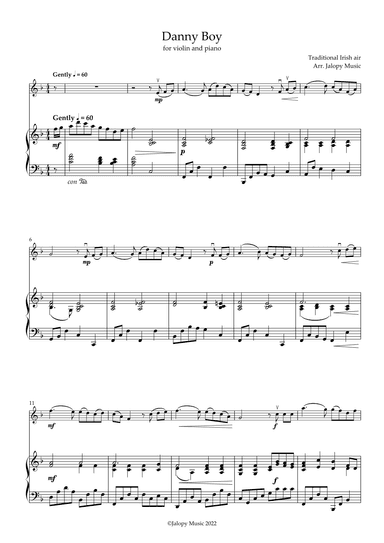 Danny Boy Violin and Piano (arr. Jackie Fletcher)