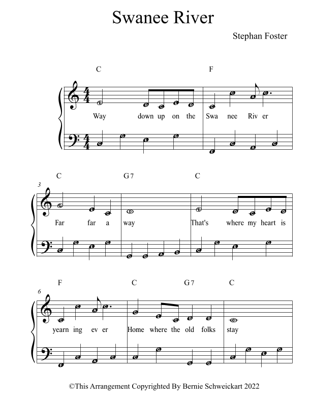 Swanee River BIG NOTE VERSION (arr. Bernie Schweickart)
