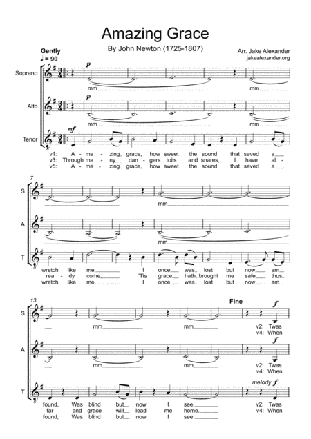 Amazing Grace - SAT a cappella (arr. Jake Alexander)