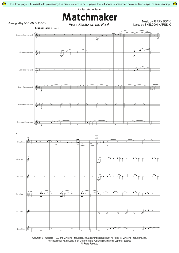 Matchmaker (arr. Adrian Budgen)
