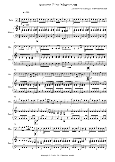 Autumn "Four Seasons" for Tuba and Piano (arr. David Burndrett)