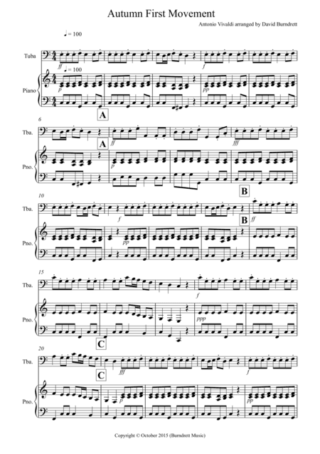 Autumn "Four Seasons" for Tuba and Piano (arr. David Burndrett)
