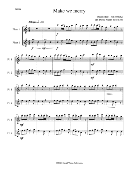 Make we merry for 2 flutes (arr. David Warin Solomons)