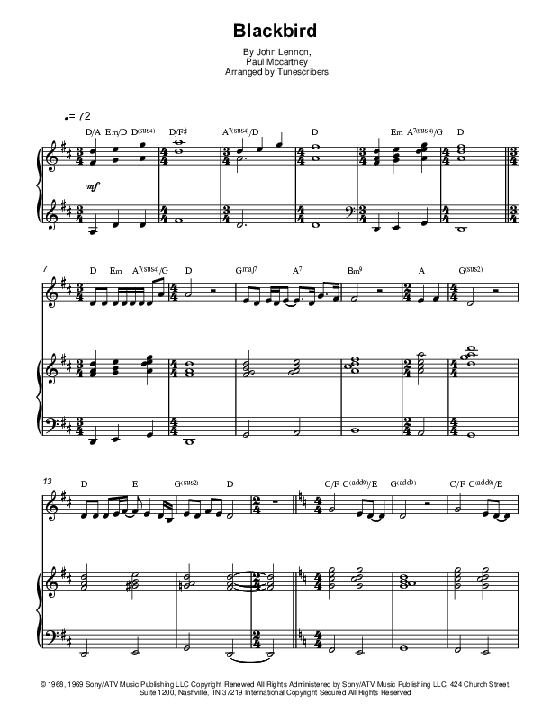 Blackbird (arr. Tunescribers)