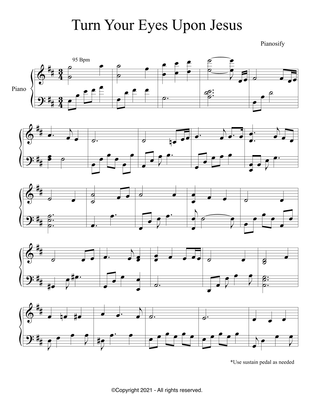 PIANO - Turn Your Eyes Upon Jesus (Piano Hymns Sheet Music PDF)