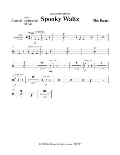 Spooky Waltz from Three Dances for Halloween - Cymbals part