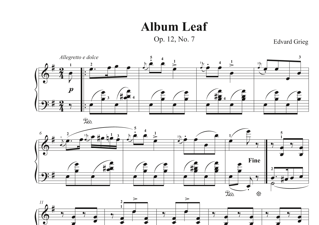 Album Leaf . Op. 12, No. 7 - Edvard Grieg (arr. Avgusta Udartseva)