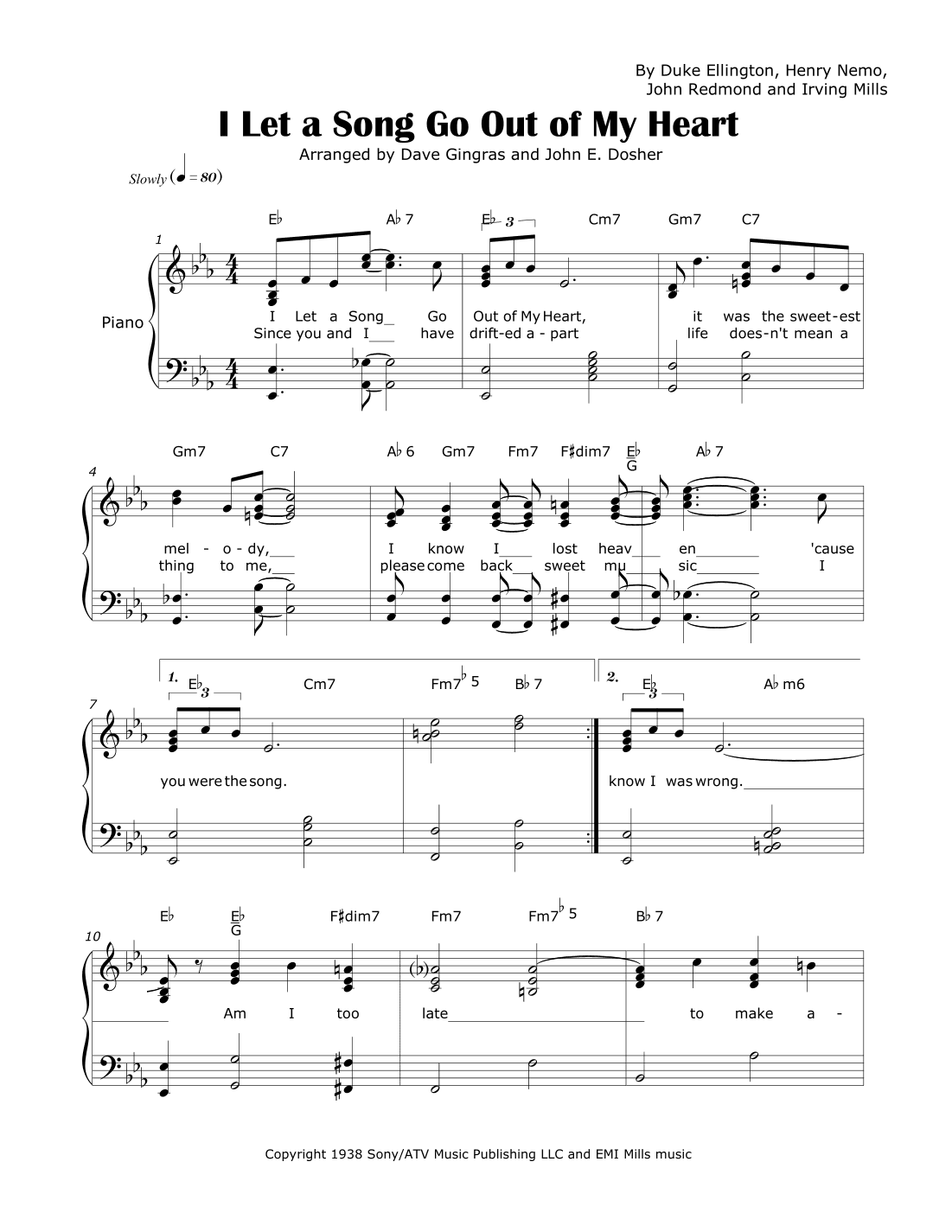 I Let A Song Go Out Of My Heart (arr. Dave Gingras and John E. Dosher)