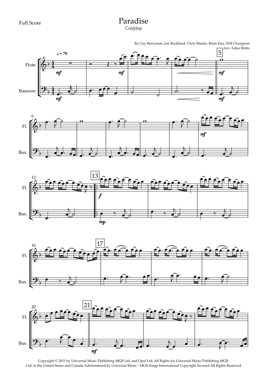 Paradise (arr. Fabio Britto)