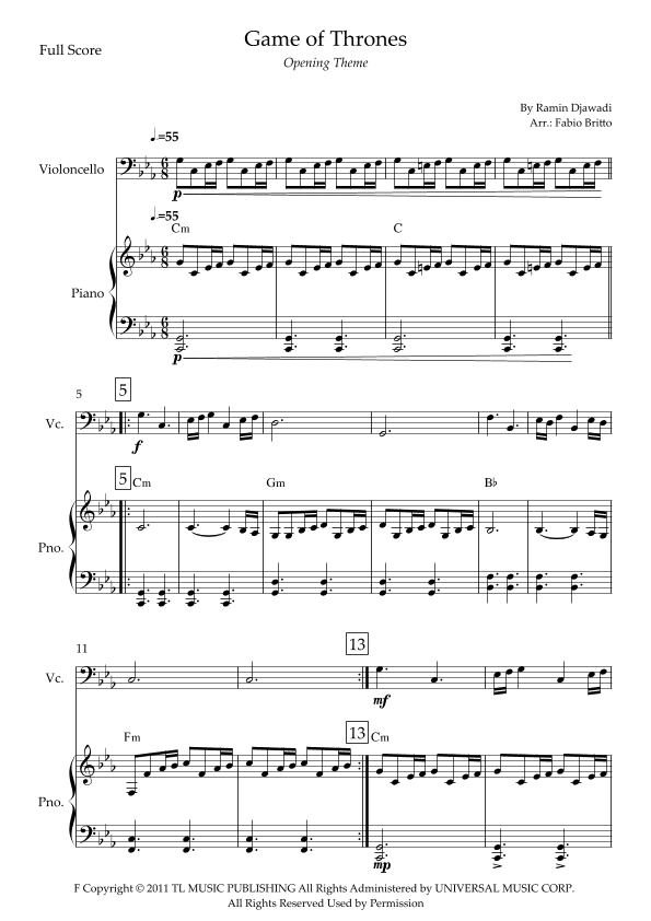 Game Of Thrones (arr. Fabio Britto)