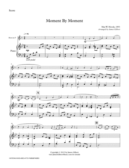 Moment By Moment (arr. James Gilbert)
