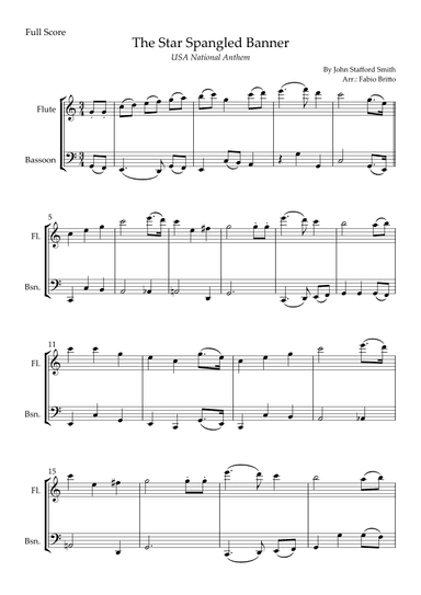 The Star Spangled Banner (USA National Anthem) for Flute & Bassoon Duo (arr. Fabio Britto)