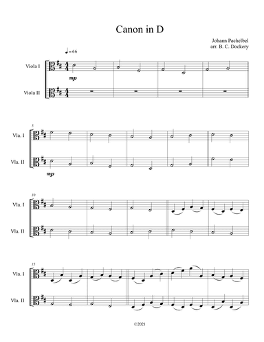 Canon in D (Viola Duet) (arr. B. C. Dockery)