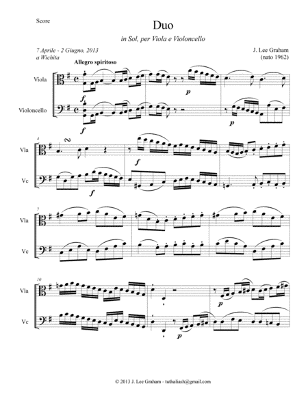 Duo in G for Viola and Violoncello