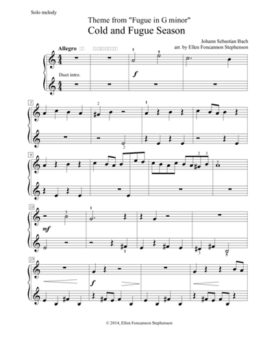 Cold and Fugue Season (G minor Fugue by J.S. Bach) (arr. Ellen Foncannon Stephenson)