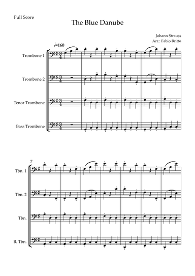 The Blue Danube (Waltz by Johann Strauss) for Trombone Quartet (arr. Fabio Britto)