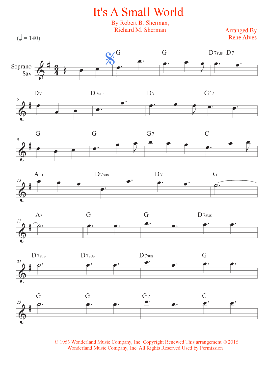 It's A Small World (arr. Rene Alves)