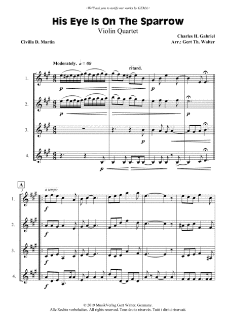 His Eye Is On The Sparrow (arr. Gert Th. Walter)