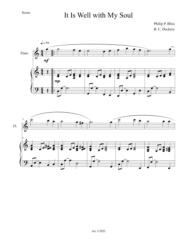 It Is Well with My Soul (Flute Solo with Piano Accompaniment) (arr. B. C. Dockery)