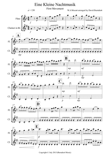 Eine Kleine Nachtmusik (1st movement) for Flute and Clarinet Duet (arr. David Burndrett)