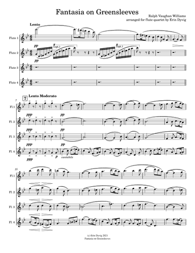 Fantasia on Greensleeves for Flute Quartet (arr. Erin Dyvig)