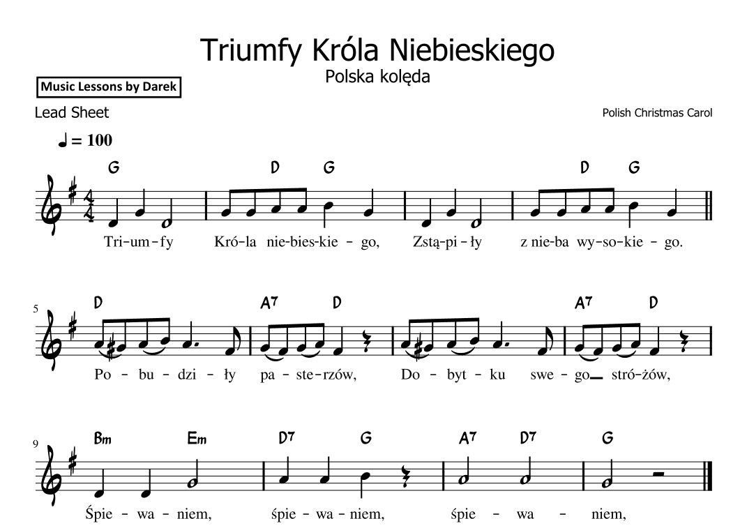 Triumfy Króla Niebieskiego (Polish Christmas Carol) [Lead Sheet] (arr. Darek)