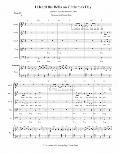 I Heard the Bells On Christmas Day - Strings and piano with parts (arr. Connie Boss)